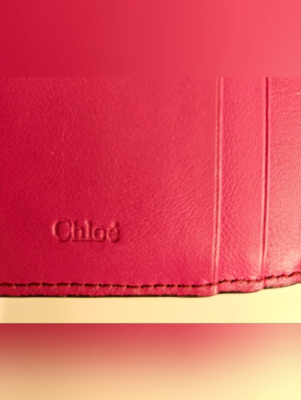 CHLOE Compact Tri-Fold Croc-Embossed Wallet - Picture 9 of 10